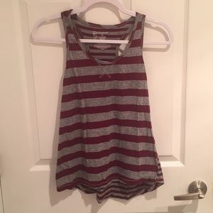No Boundaries Burgundy Striped Racerback Tank